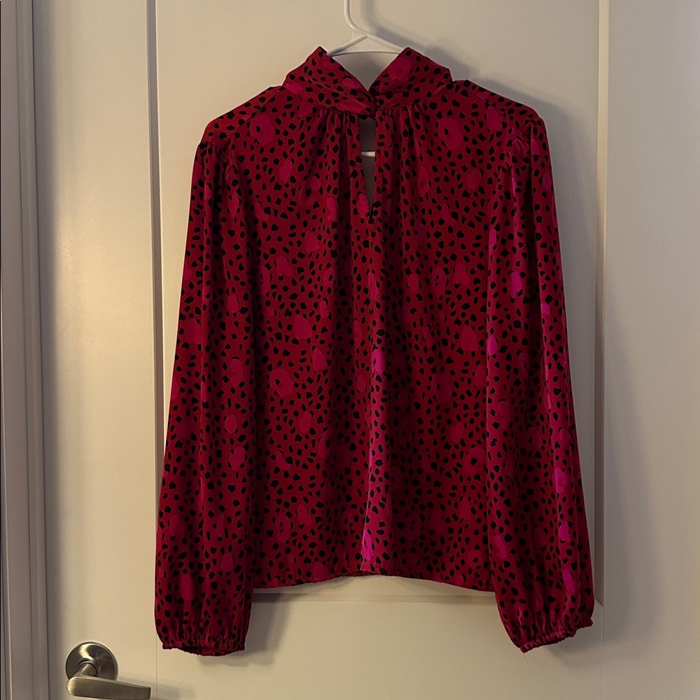 Nine West Red and Black Polka Dot Blouse
